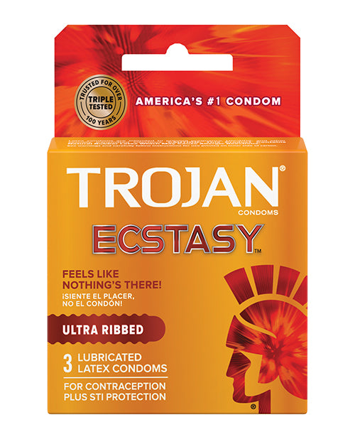 Trojan Trojan Ultra Ribbed Ecstasy Condoms - Box of 3