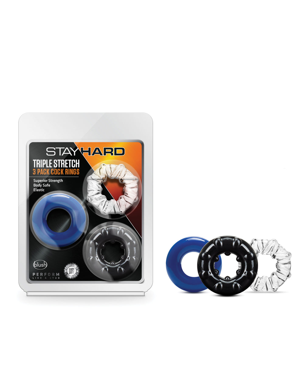 Stay Hard Blush Stay Hard Triple Stretch Cock Rings - Pack of 3