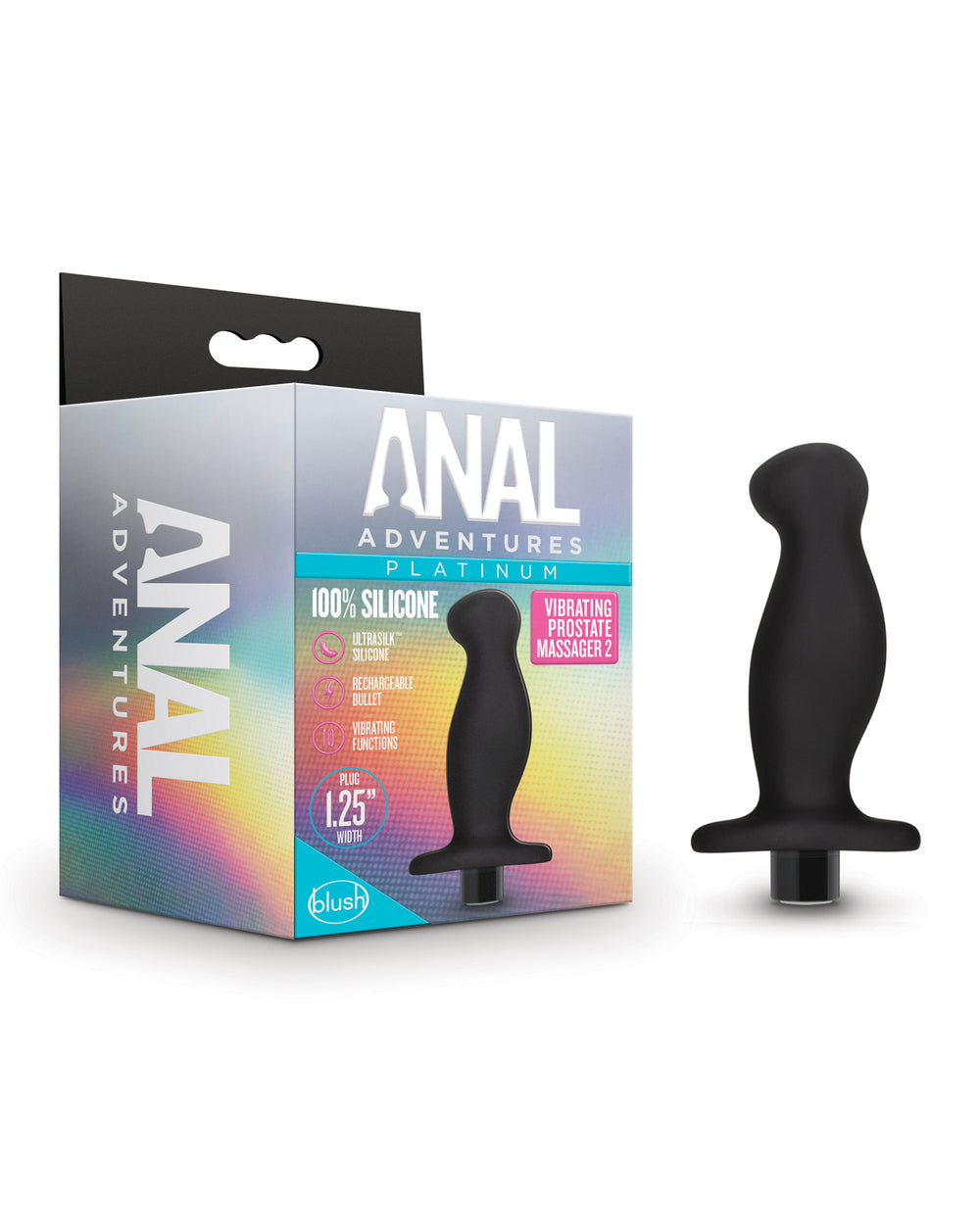 Anal Adventures Blush Anal Adventures Platinum Silicone Vibrating Prostate Massager 02- Black