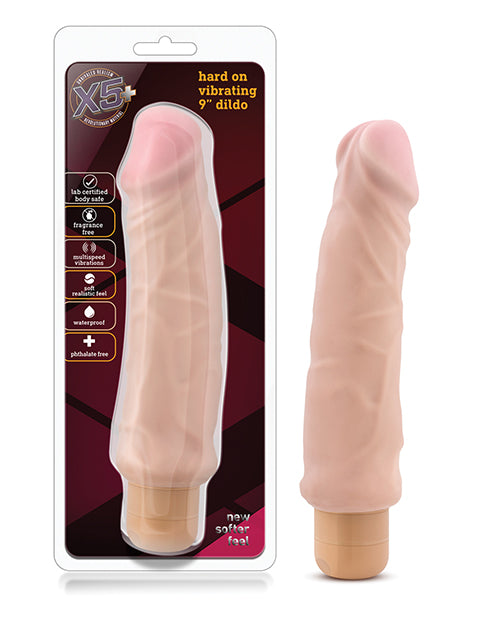 X5 Plus Blush X5 Plus Hard On Vibrating 9" Dildo - Beige