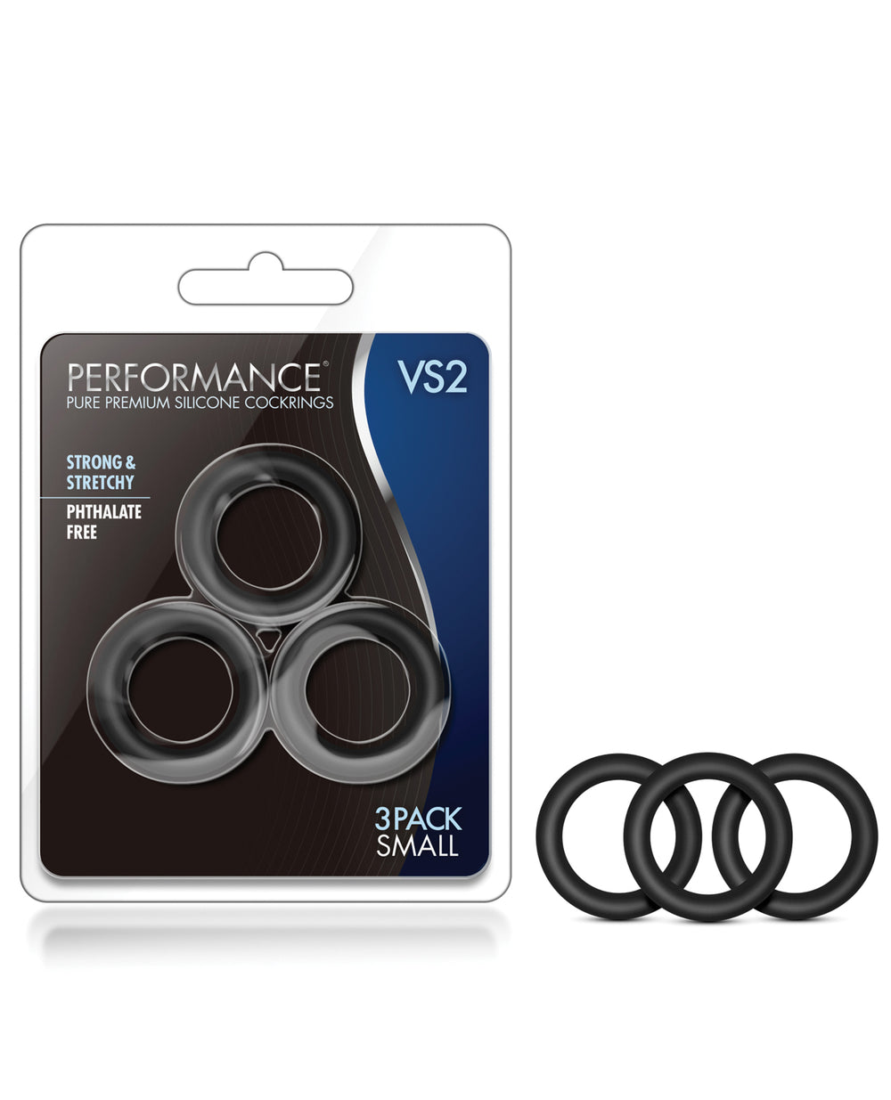 Performance Blush Performance VS2 Pure Premium Silicone Cockrings Small - Black