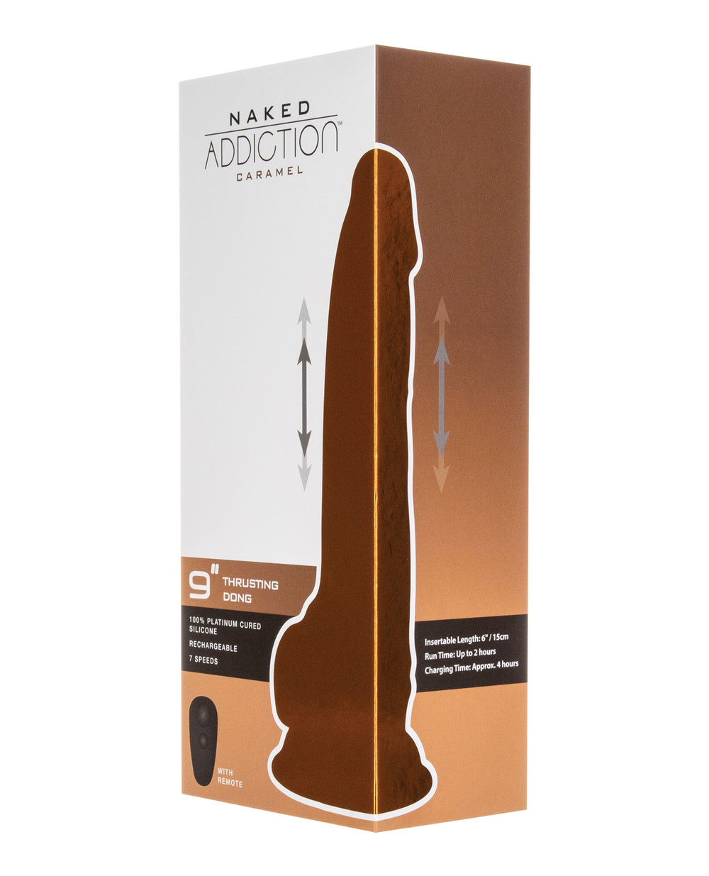 Naked Addiction Naked Addiction 9" Thrusting Dong w/Remote - Caramel