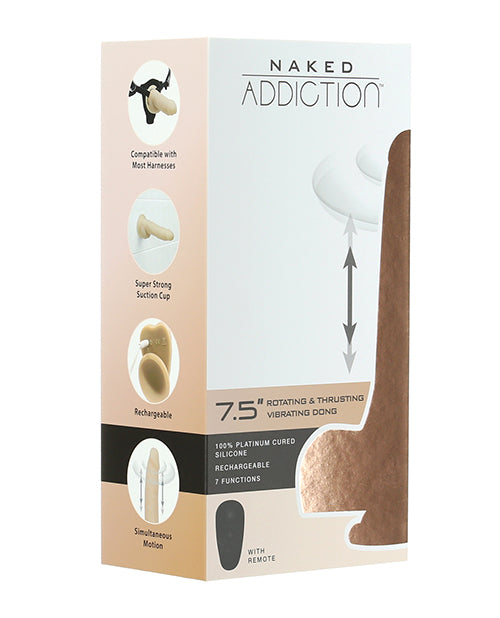 Naked Addiction Naked Addiction The Freak 7.5" Rotating & Thrusting Vibrating Dong - Ivory