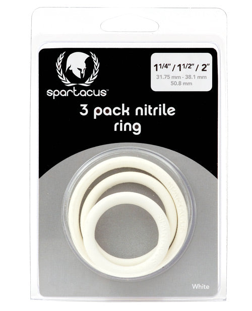 Spartacus Spartacus Nitrile Cock Ring Set - White Pack of 3