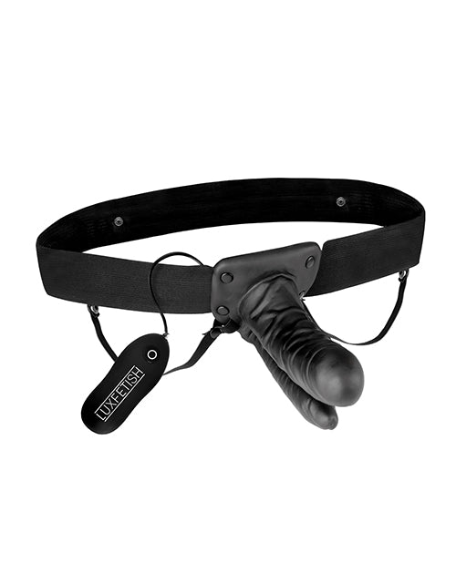 Lux Lux Fetish Unisex Vibrating Hollow Double Penetration Strap On Dildo