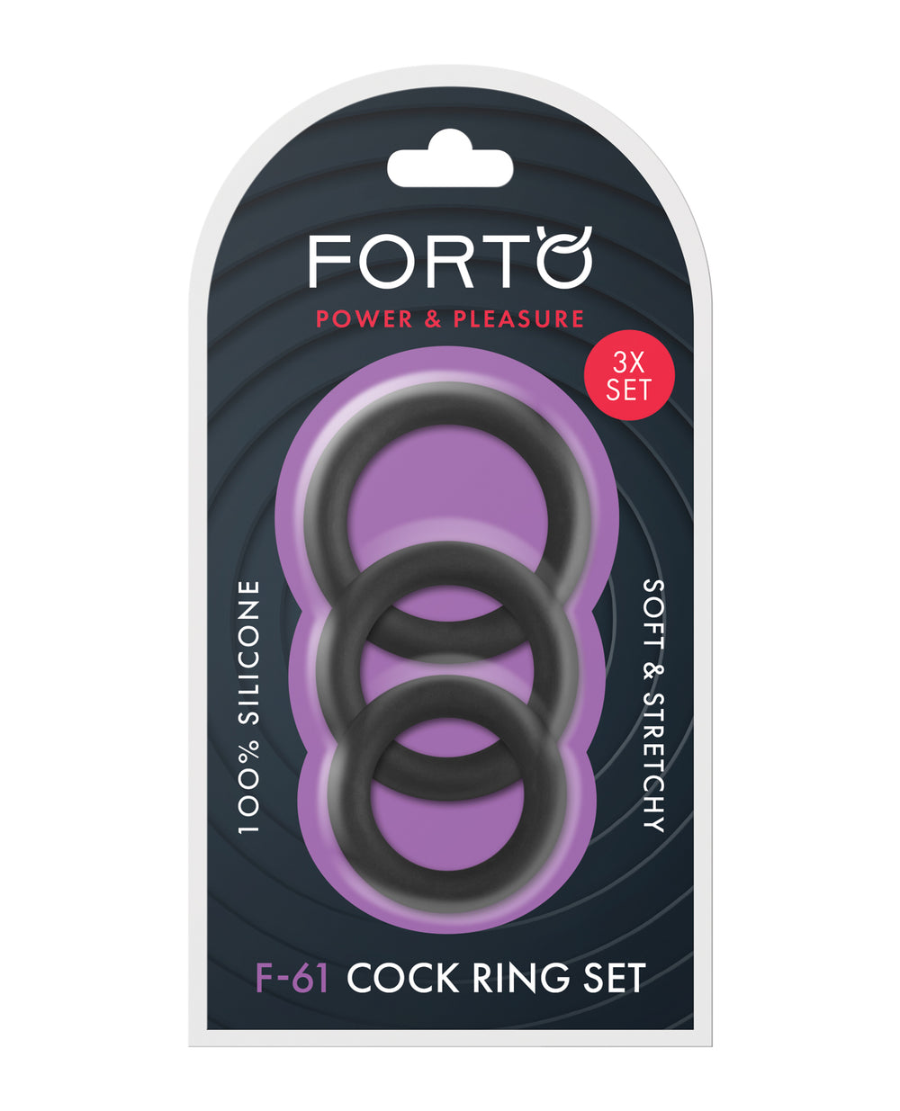 Forto Forto F-61 Liquid 3 Piece Cock Ring Set - Black