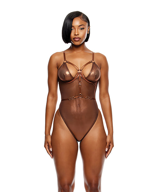 Forplay Liquid Metal Metallic Mesh Teddy - Metallic Copper XL