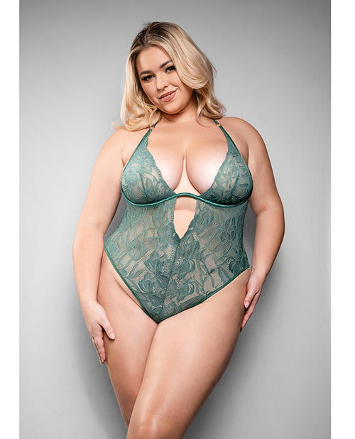 Temptress by Fantasy Temptress Aerin Lace Teddy w/Removable Chain - Green 3X/4X