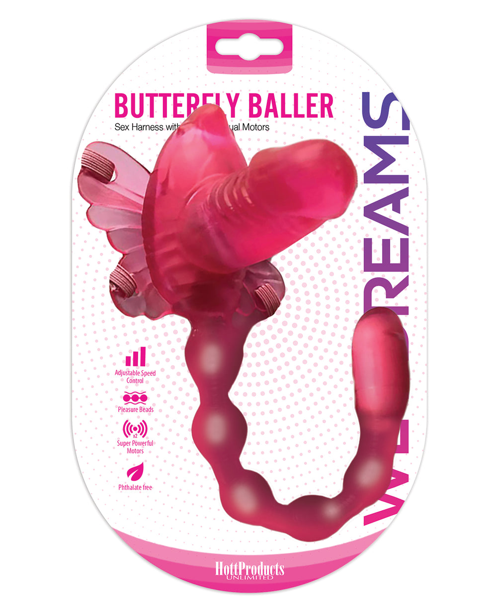 Wet Dreams Wet Dreams Butterfly Baller Sex Harness w/Dildo - Pink