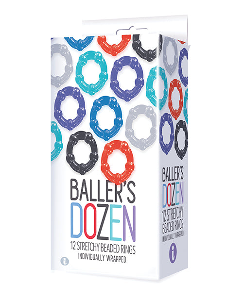The 9s The 9's Baller's Dozen Beaded 12 pc Cockring Set - Asst. Colors