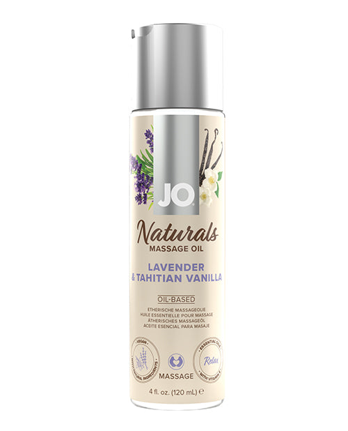 JO JO Naturals Massage Oil - Lavender & Vanilla 4 oz Bottle