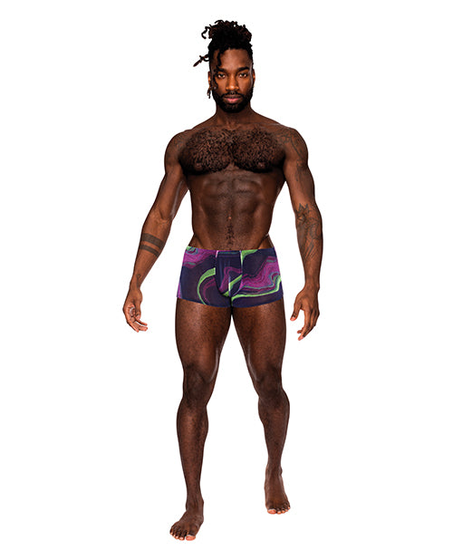 Male Power Galactic Sheer Poly Spandex Mini Short Multi Color XL