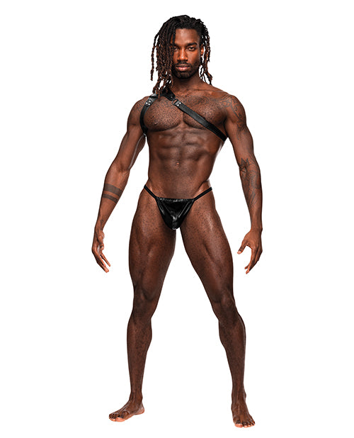 Male Power Zodiac PU Leather Shoulder Harness Black O/S