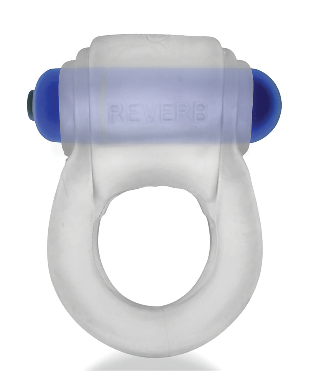 Hunky Junk Hunky Junk Revring Cock Ring w/Vibe - Clear w/Blue Vibe