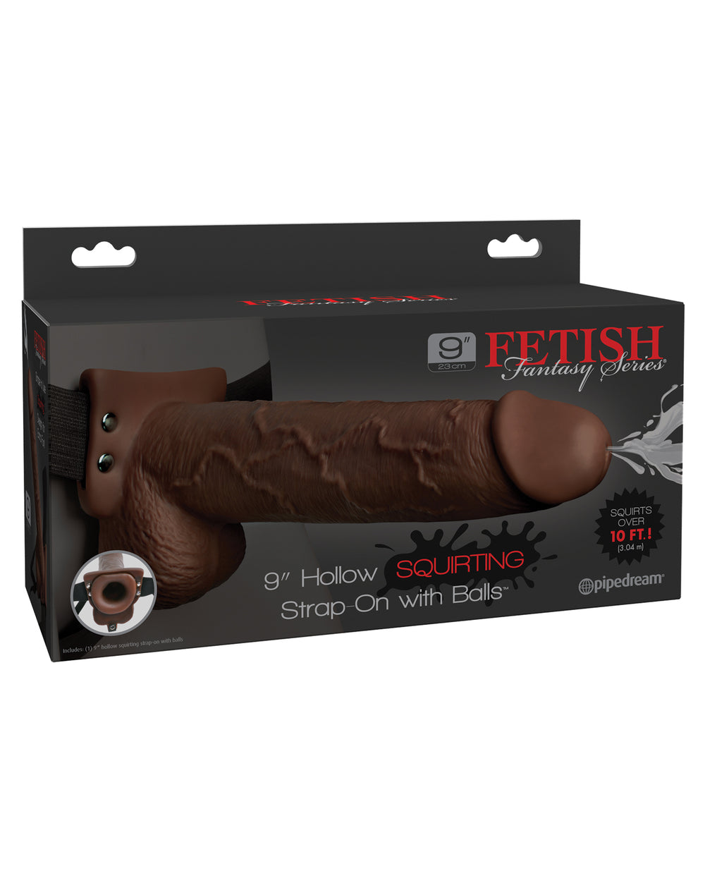 Fetish Fantasy Series Fetish Fantasy Series 9" Hollow Squirting Strap On w/Balls - Brown