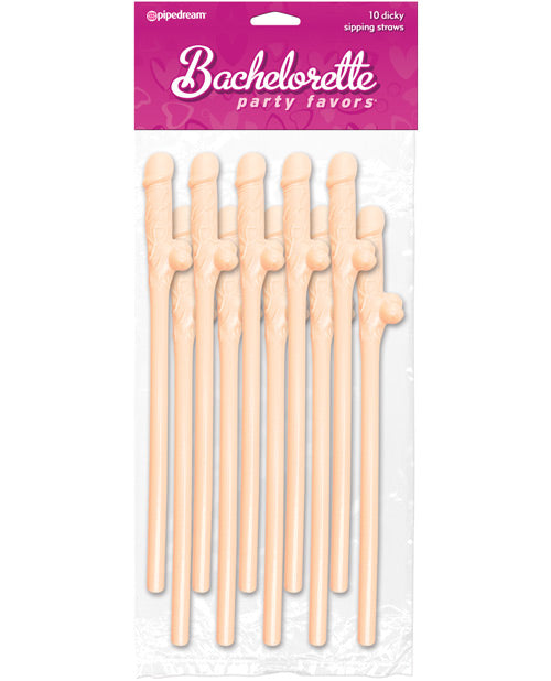 Bachelorette Party Favors Bachelorette Party Favors Dicky Sipping Straws - Flesh Pack of 10