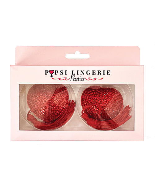 Popsi Lingerie Diamond Reuseable Tassel Pasties - Red O/S