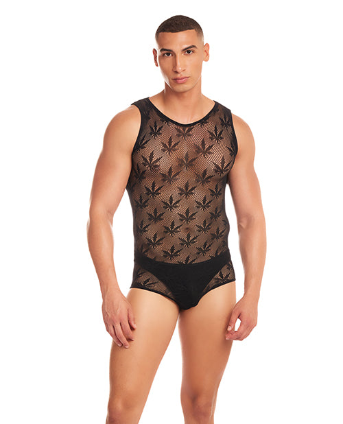 Rene Rofe and Pink Lipstick Rainbow Party Night Blaze Singlet 2 pc Set w/Thong - Black L/XL