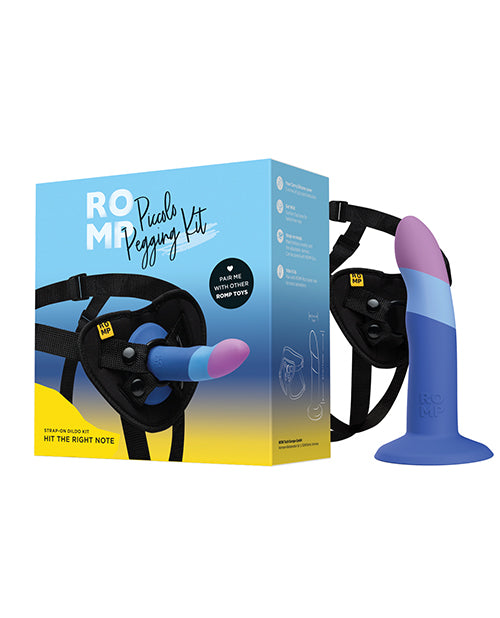 ROMP ROMP Piccolo 3 Color 5.5" Dildo Pegging Kit - Blue