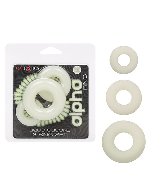 Alpha Liquid Silicone Alpha Liquid Silicone Glow in the Dark Cock Ring - Set of 3
