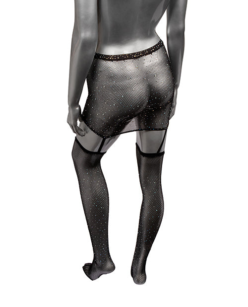 Radiance Radiance One Piece Garter Skirt w/Thigh Highs - Black Plus Size