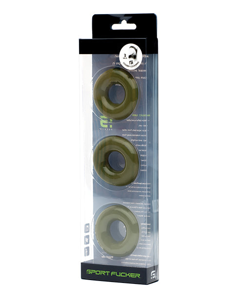 Sport Fucker Sport Fucker Chubby Cockring Pack of 3 - Army Green