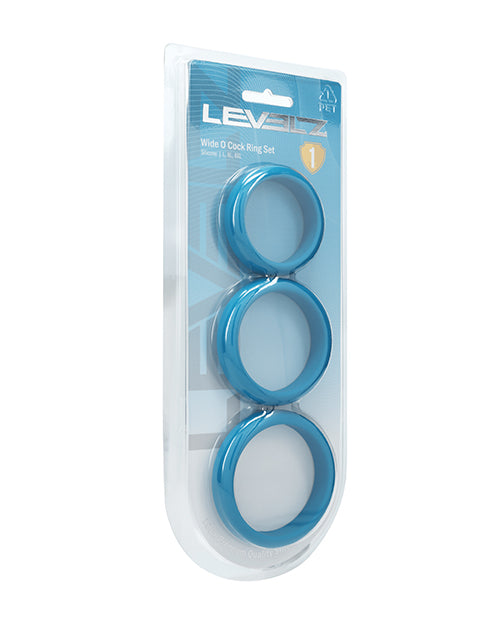 Not Regular Toys Shots Levelz Wide O Silicone Cock Ring Set of 3 (42 mm, 50 mm, 55 mm) - Teal