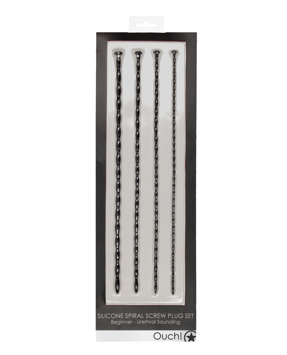 Ouch Shots Ouch Beginner's Urethral Sounding Silicone Spiral Screw Plug Set - Black
