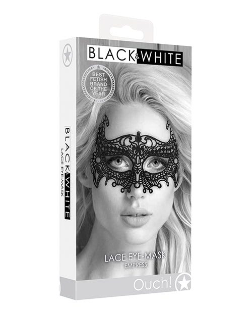 Ouch Shots Ouch Black & White Lace Eye Mask - Empress Black