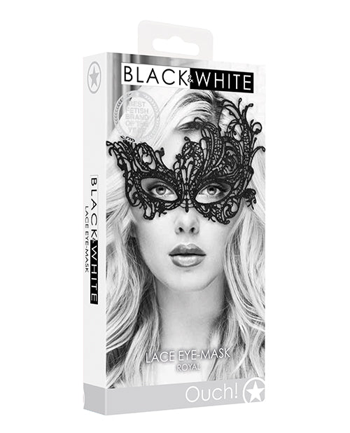 Ouch Shots Ouch Black & White Lace Eye Mask - Royal Black