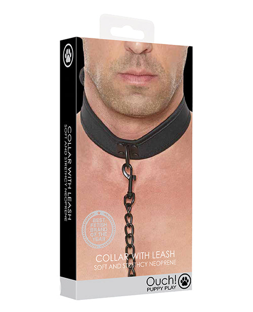 Ouch Shots Ouch Puppy Play Puppy Collar w/Leash - Black