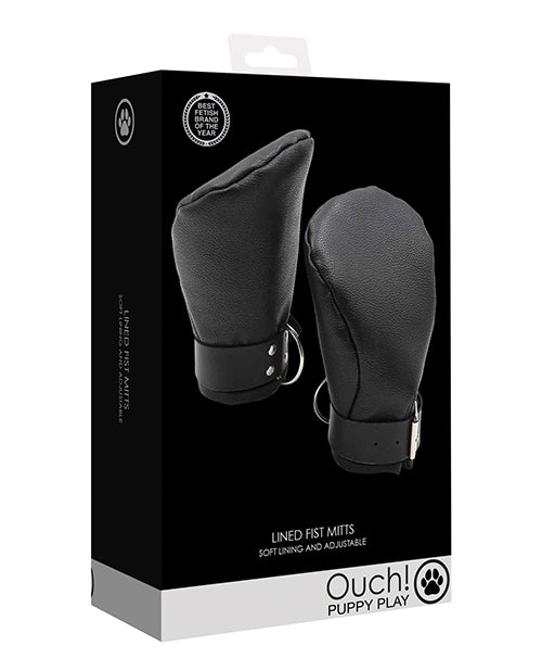 Ouch Shots Ouch Puppy Play Lined Fist Mitts - Black