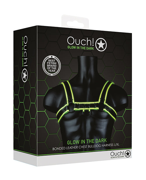 Ouch Shots Ouch Chest Bulldog Harness - Glow in the Dark L/XL