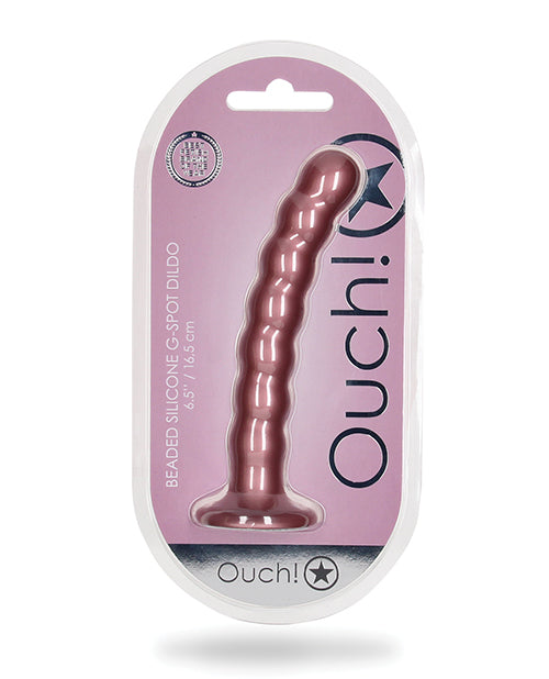 Ouch Shots Ouch 6.5" Beaded G-Spot Dildo - Rose Gold
