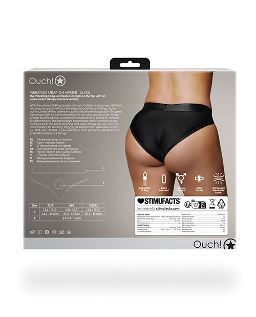 Ouch Shots Ouch Vibrating Strap On Hipster - Black XL/XXL