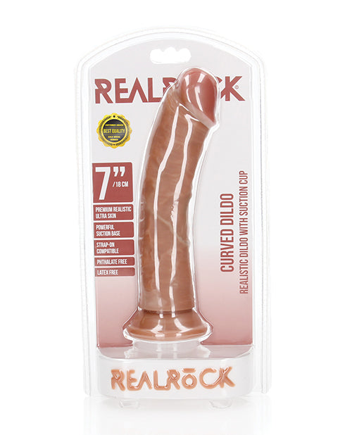 RealRock Shots RealRock Realistic 7" Curved Dildo - Tan