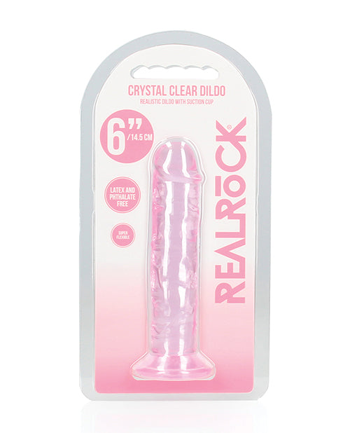RealRock Shots RealRock Crystal Clear 6" Straight Dildo w/Suction Cup - Pink