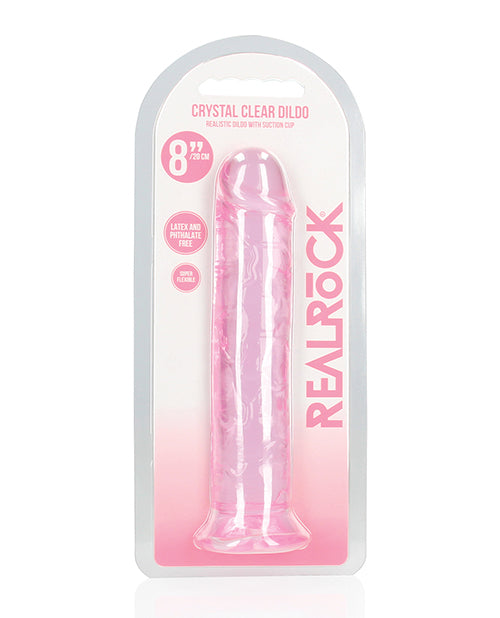 RealRock Shots RealRock Crystal Clear 8" Straight Dildo w/Suction Cup - Pink