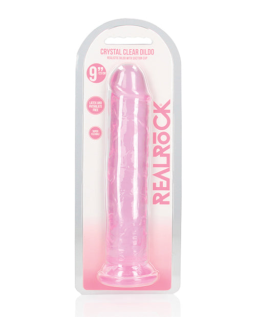 RealRock Shots RealRock Crystal Clear 9" Straight Dildo w/Suction Cup - Pink
