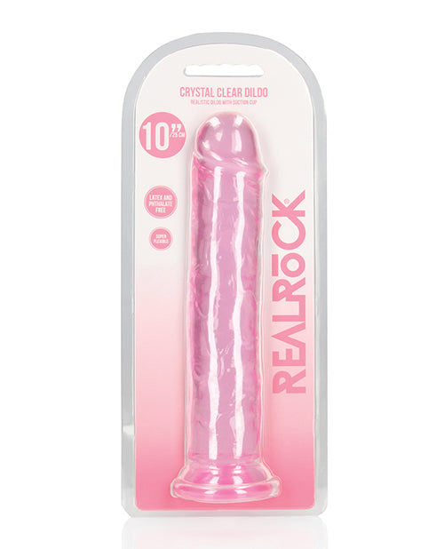 RealRock Shots RealRock Realistic Crystal Clear 10" Straight Dildo - Pink