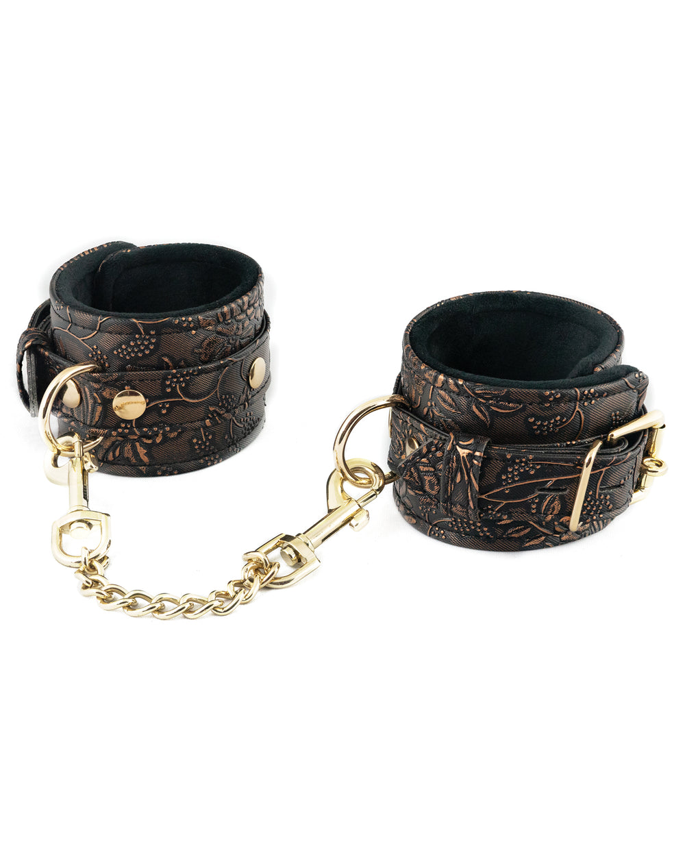 Spartacus Spartacus Faux Fur Lining Wrist Restraints - Brown Floral Print