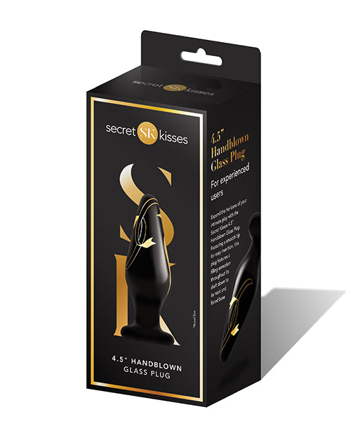 Secret Kisses Secret Kisses 4.5" Handblown Wide Glass Plug - Black/Gold