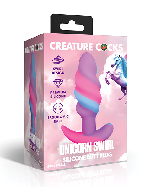 Creature Cocks Creature Cocks - Unicorn Swirl Silicone Butt Plug - Small