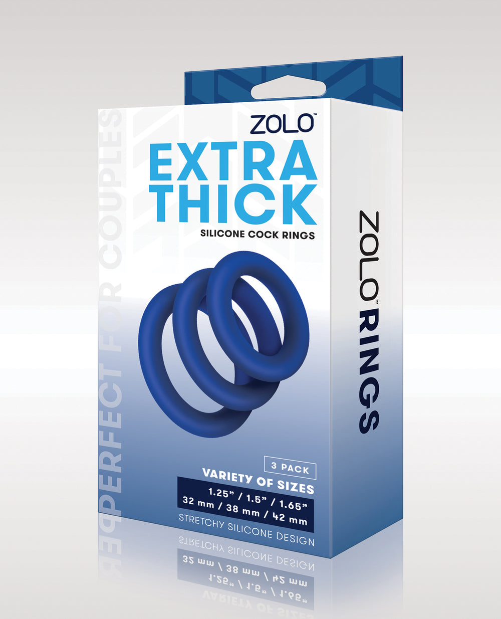 ZOLO ZOLO Extra Thick Silicone Cock Rings - Blue Pack of 3