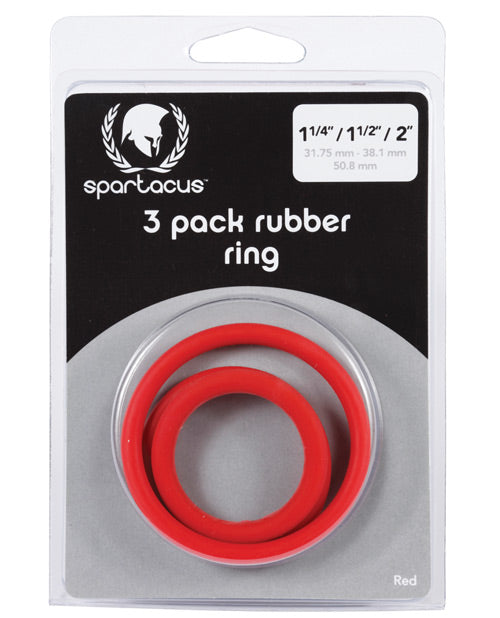 Spartacus Spartacus Rubber Cock Ring Set - Red Pack of 3