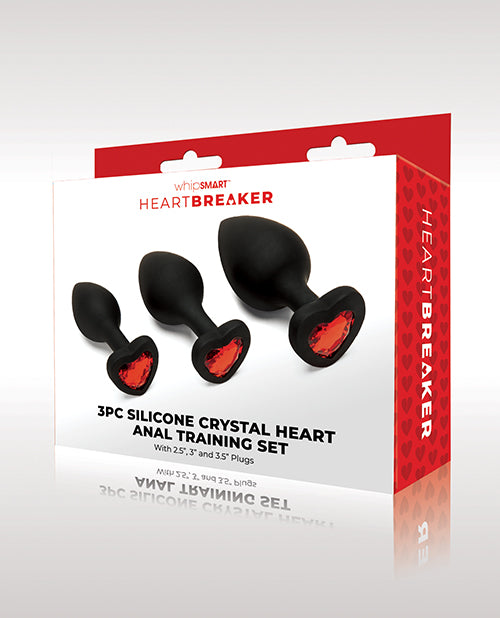 WhipSmart WhipSmart Heartbreaker 3 pc Crystal Heart Anal Training Set - Black/Red