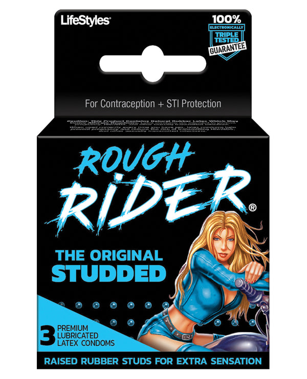 Rough Rider Lifestyles Rough Rider Studded Condom Pack - Pack of 3
