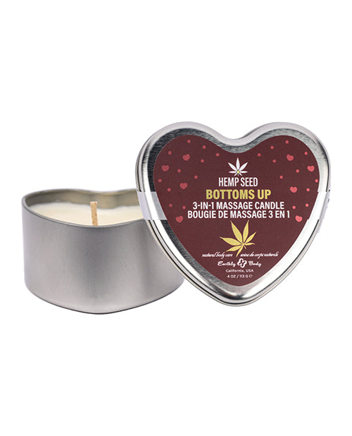 Earthly Body Earthly Body 2025 Valentines 3 in 1 Massage Heart Candle - 4.7 oz Bottom's Up