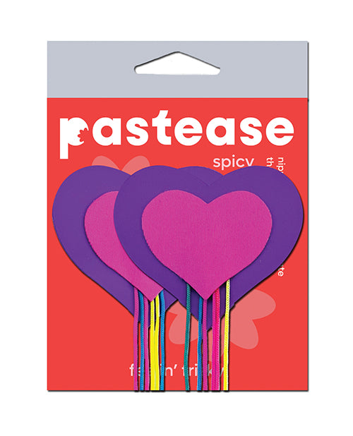 Not Regular Toys Pastease Hearts w/Fringe Rainbow Tassels - Neon Pink/Purple O/S