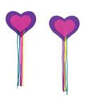 Not Regular Toys Pastease Hearts w/Fringe Rainbow Tassels - Neon Pink/Purple O/S - Image 2